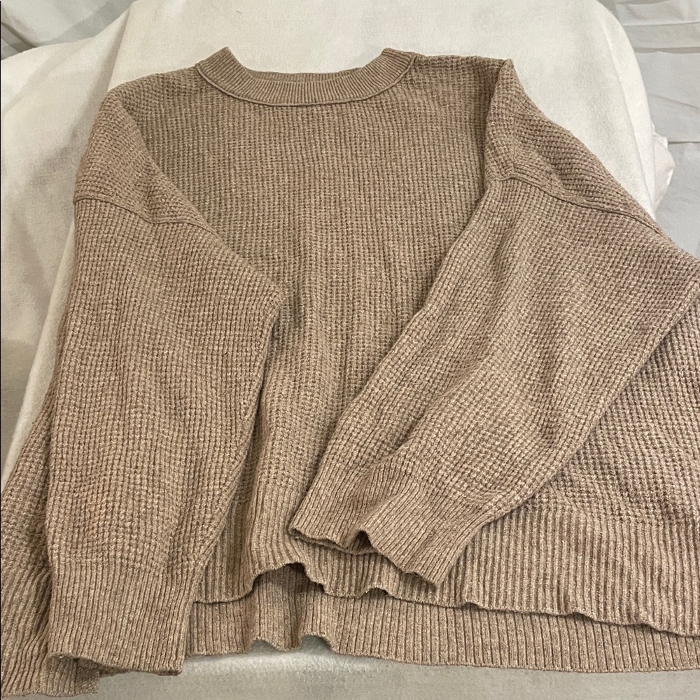 Aerie Cozy Brown Crew Neck Sweater